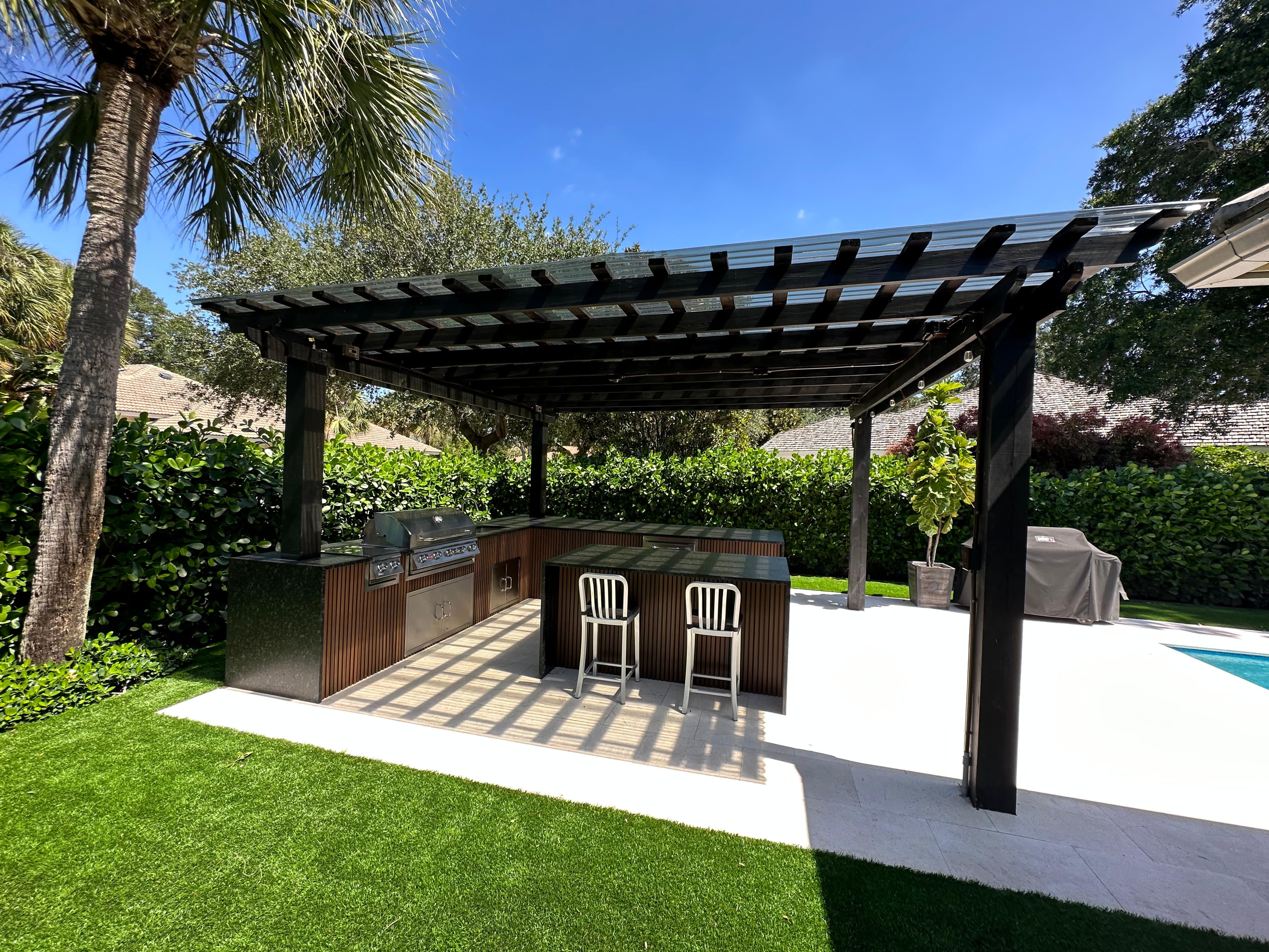 Pergola with ambient and accent lighting