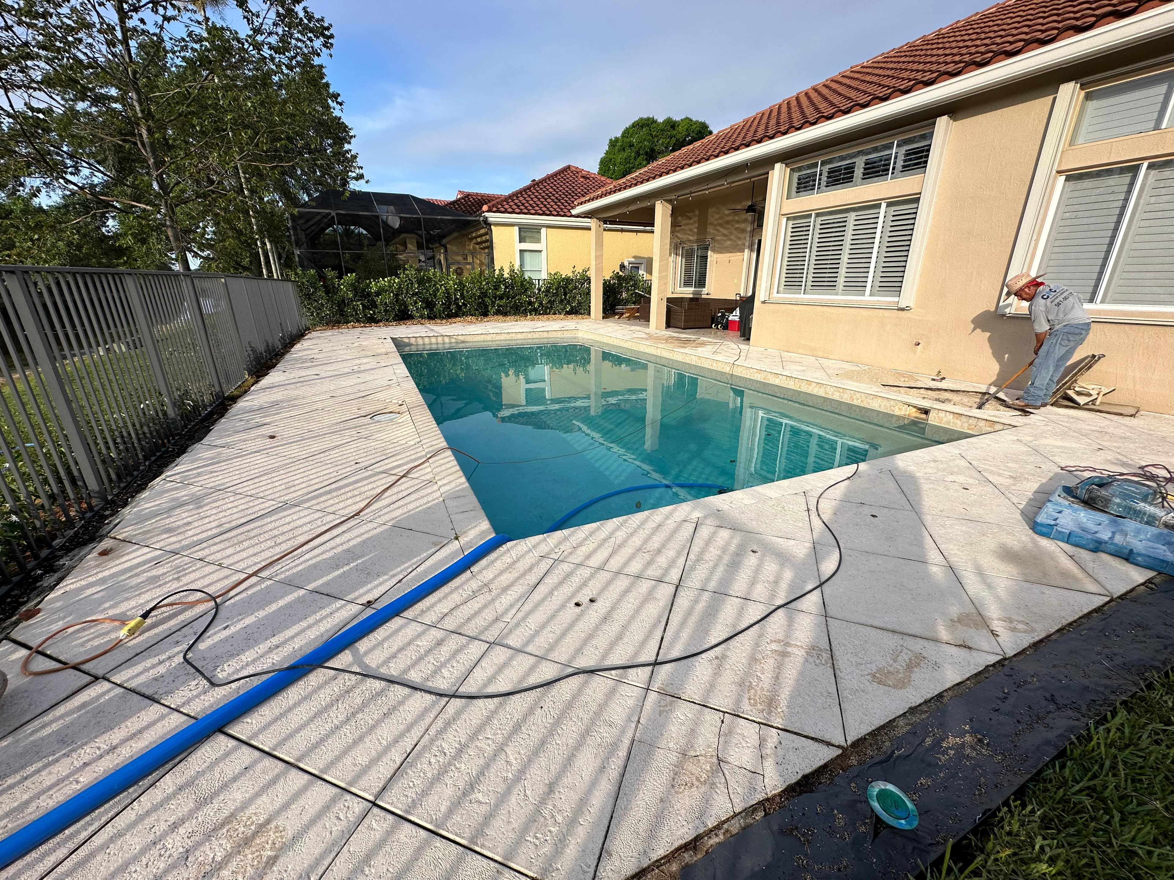 Pool repair and maintenance work in progress
