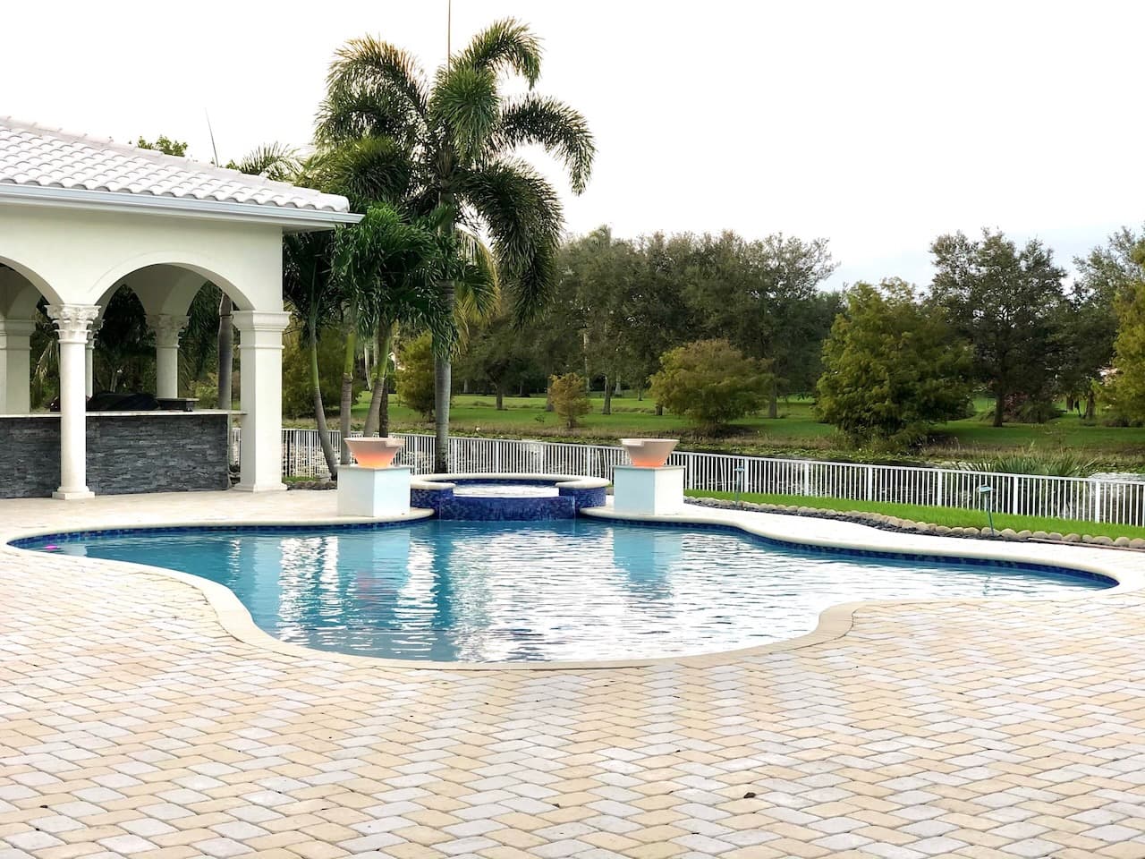 Custom water feature installation in Broward County